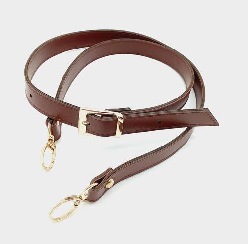 120X2 Cm Suni Deri Light Gold Tokalı Bordo Renk Çanta Sapı