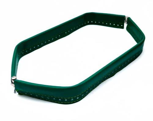 Yeşil  Renk Derili Metal Çanta Ağzı 33 Cm