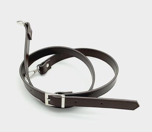 120X2 Cm Suni Deri Gümüş Tokalı Koyu Kahve Renk Çanta Sapı