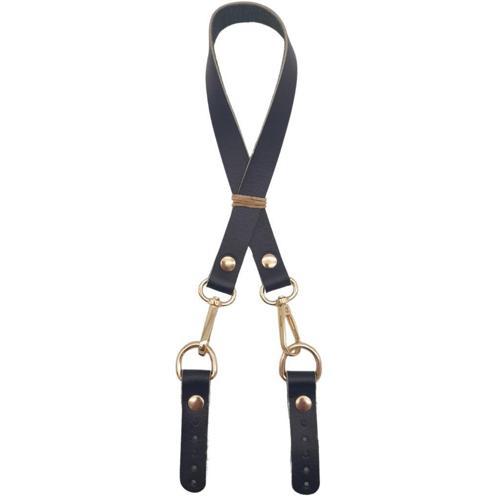 60x1.5 cm Gerçek Deri Siyah Renk Çanta Sapı Light Gold Metalli