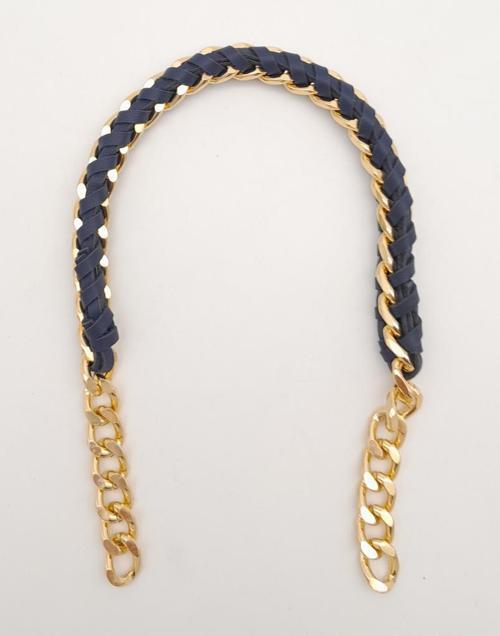 40 cm Derili Zincir Lacivert Renk Light Gold Metalli