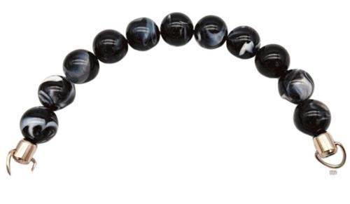 20 Cm 24 Mm Boncuklu Çanta Sapı Gümüş Metalli Siyah Tonlu