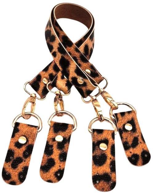 Suni Deri 55 Cm Misu Model Çift Sap Leopar Renk Light Gold Metal