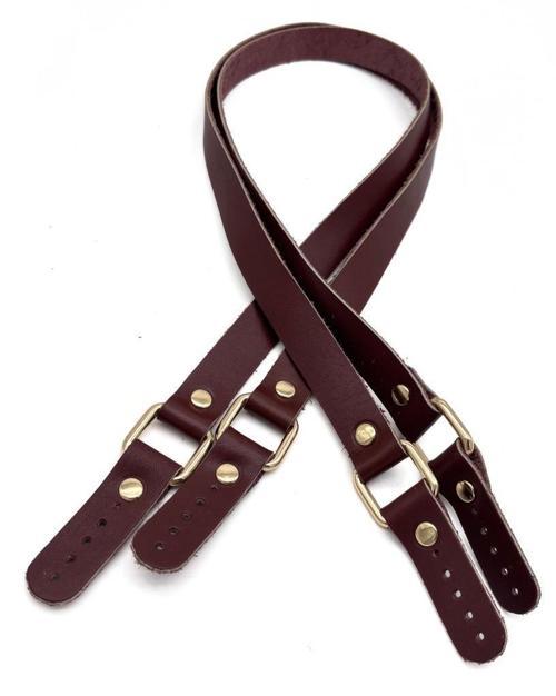 Karedört Model Gerçek Deri Kızıl Kahve Renk Çanta Sapı Light Gold  Metal