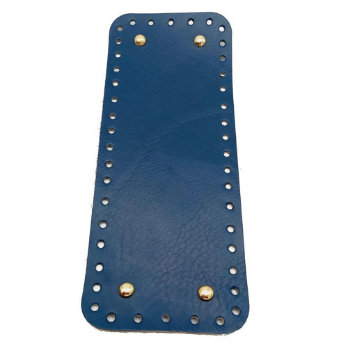 Gerçek Deri Lacivert 30X12 cm Dikdörtgen Light Gold Metalli Çanta Tabanı