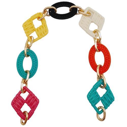 40 cm Akrilik Görünümlü Renkli Zincir Light Gold Metalli