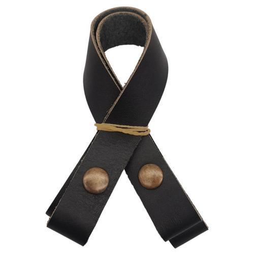 30 cm Gerçek Deri Siyah Renk Çıtçıtlı Sap Antik Metalli