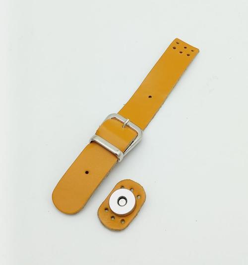 18x2,3 cm Hardal Gerçek Deri Tokalı Çanta Kapağı Gümüş Metalli