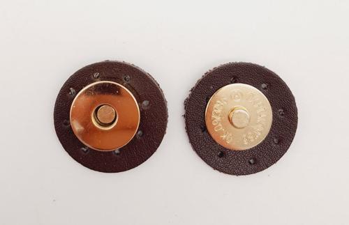 Kahverengi Suni Derili Mıknatıslı Çıtçıt Light Gold Metalli