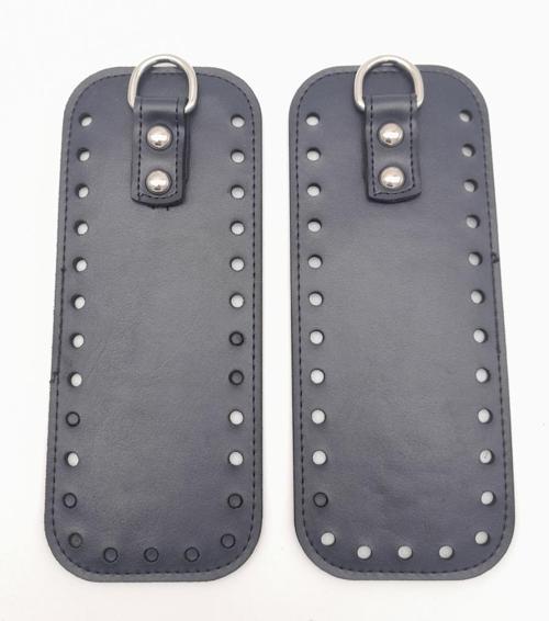 Lacivert Suni Deri Dikdörtgen Çanta Yan Parçası Gümüş Metalli