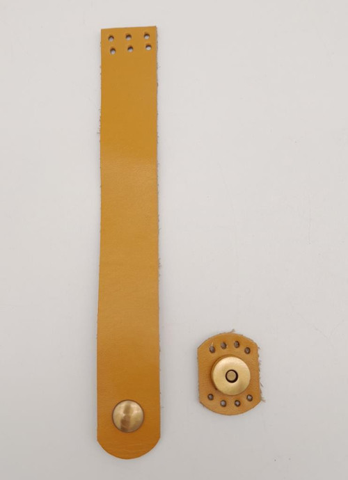 18x2.3 cm Hardal Gerçek Deri Düz Çanta Kapağı Antik Metalli