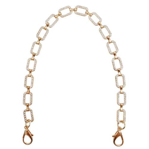 35 cm Light Gold Renk Taşlı Kancalı Çanta Zinciri