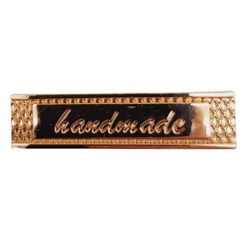 Handmade Yazılı Metal Etiket 4x1 cm Plaka Süs Light Gold Renk