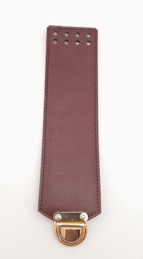 Bordo Renk Suni Deri 25X6 Cm Çanta Kapağı