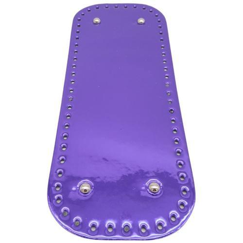 Parlak Rugan Deri 32x12 cm Dikdörtgen Çanta Tabanı Mor Renk Gümüş Metalli