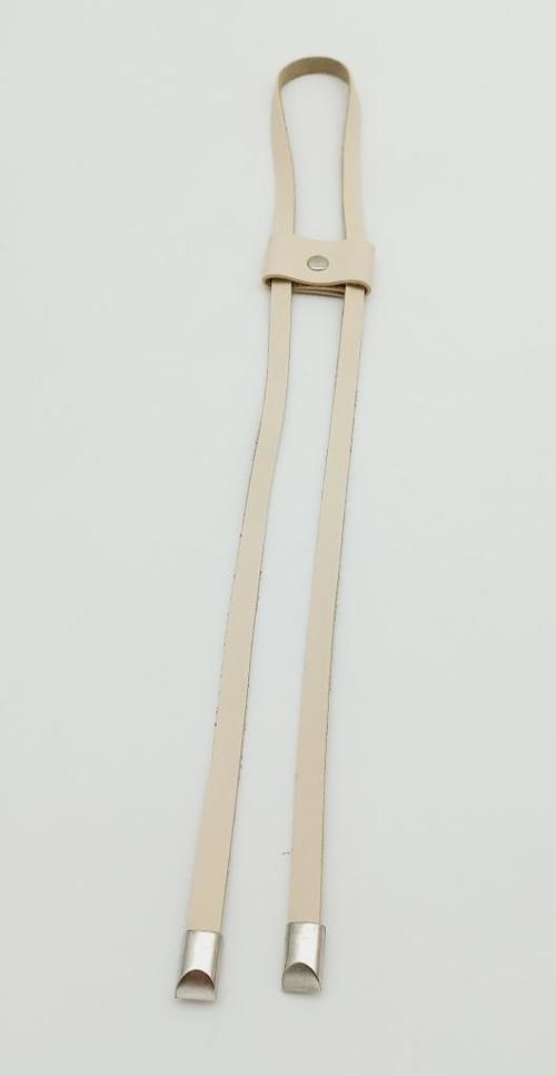 Krem Tek Kat Suni Deri Büzgü Gümüş Metalli