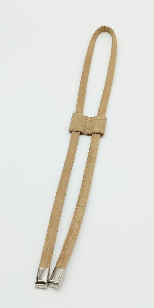 Bej Renk Suni Deri Nubuk Büzgü Gümüş Metalli