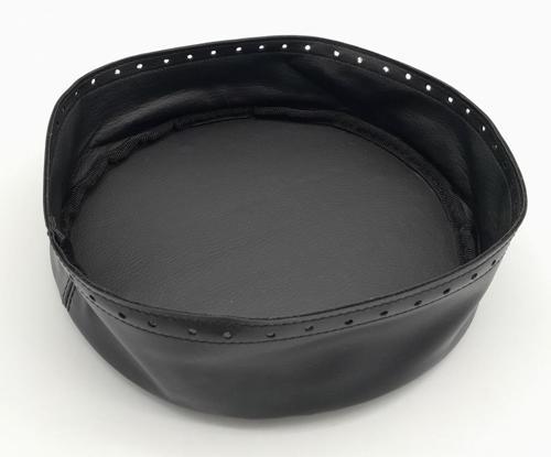 Siyah Suni Deri 22 cm Yuvarlak Yüksek Çanta Tabanı Gümüş Metalli