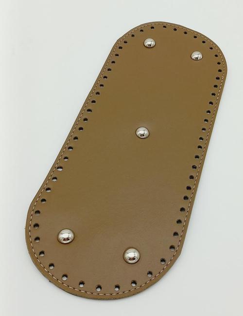 Suni Deri Vizon Renk 30X12 cm Oval Çanta Tabanı (Gümüş Aparatlı)
