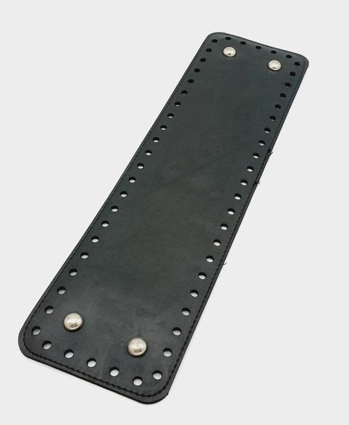 Suni Deri Siyah Renk 35X10 cm Dikdörtgen Çanta Tabanı (Gümüş Aparatlı)