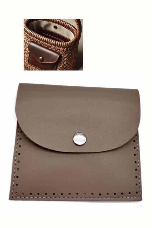 14X12.5 cm cm Vizon Renk Çıtçıtlı Suni Deri Cep