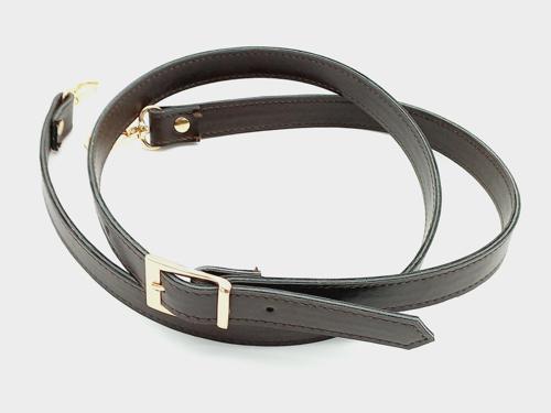 120X2 Cm Suni Deri Light Gold Tokalı Koyu Kahve Renk Çanta Sapı