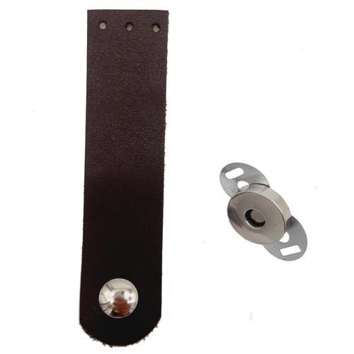 Tek Kat Suni Deri Kahverengi Gümüş Metalli Kapak