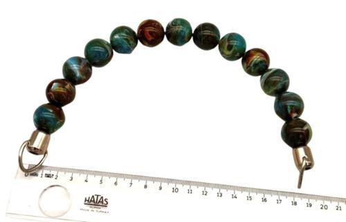 20 Cm  22 Mm Boncuklu   Çanta Sapı Gümüş  Metalli Turkuaz Kahve Tonlu