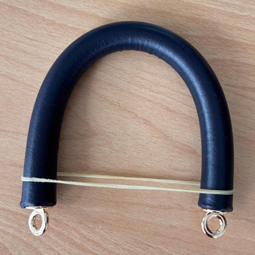27 cm Rulo Model Suni Deri Lacivert Çanta Sapı Light Gold Metalli
