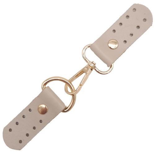 Gerçek Deri Kancalı Böce (Kilit) Bej Renk Light Gold Metalli