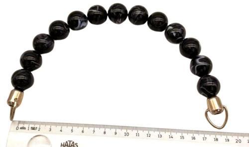 20 Cm  22 Mm Boncuklu   Çanta Sapı Gümüş  Metalli Siyah Tonlu