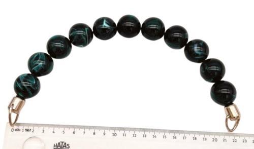 20 Cm 24 Mm Boncuklu Çanta Sapı Gümüş Metalli Yeşil Tonlu