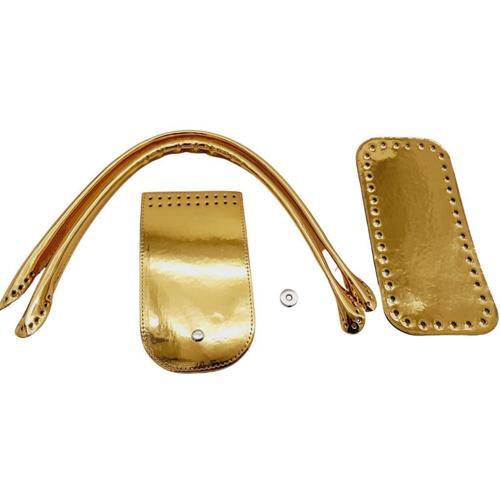 Pelikan Çanta Saplı Parlak Rugan Deri Çanta Seti Gold Renk