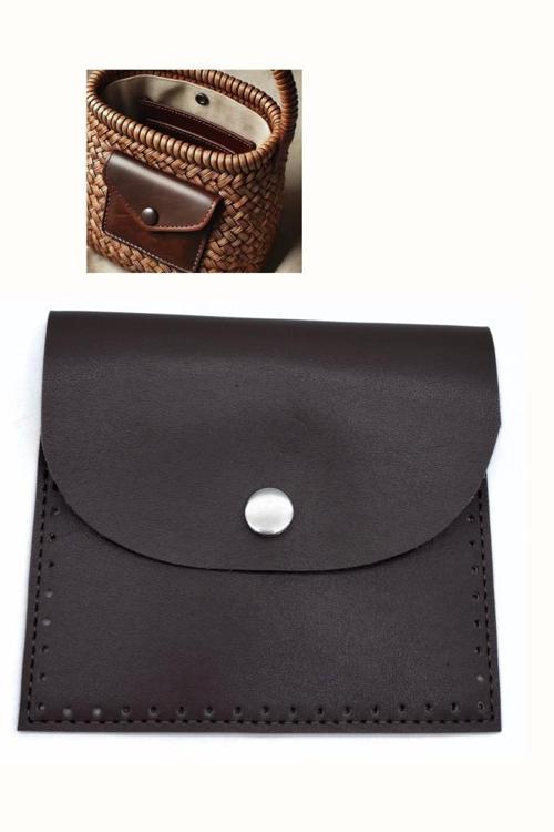 14X12.5 cm cm Kahve Renk  Çıtçıtlı Suni Deri Cep