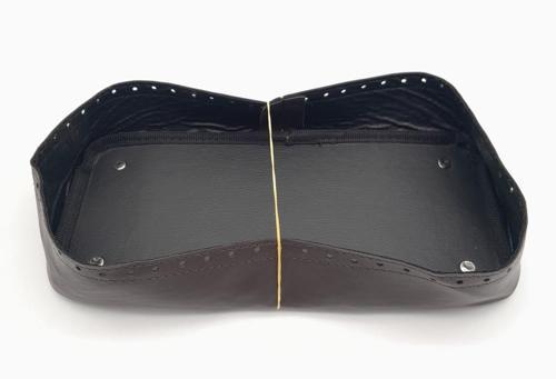 Koyu Kahverengi Suni Deri 28x13 cm Yüksek Çanta Tabanı Gümüş Metalli