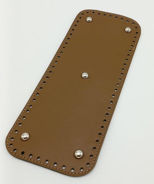 Suni Deri Vizon Renk 30X12 cm Dikdörtgen Çanta Tabanı (Gümüş Aparatlı)