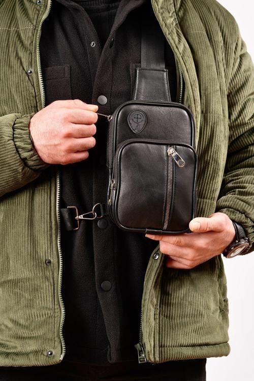 Unisex Vegan Deri Usb Çıkışlı Midi Çapraz Çanta