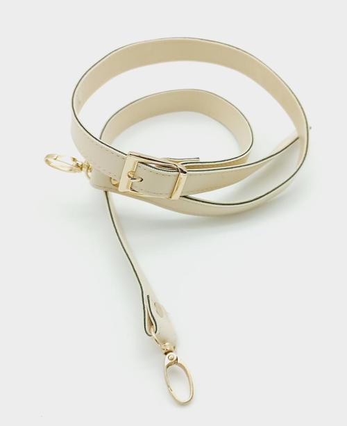 120X2 Cm Suni Deri Light Gold Tokalı Krem Renk Çanta Sapı