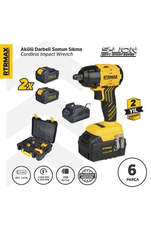 Rts5030 Şarjlı Somun Sıkma Makinası Kömürsüz 1/2'' 350 Nm 2X4 Ah 20V Çift Akü S-Lion - Akü Dahil