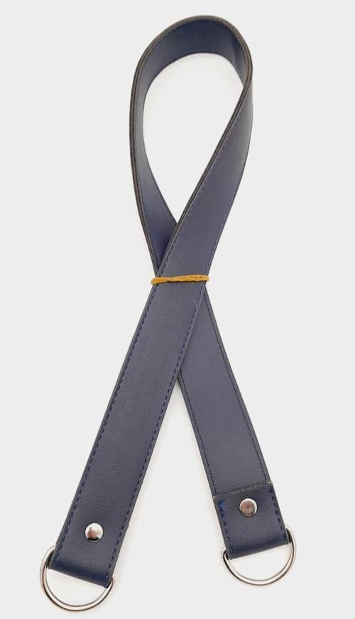 Suni Deri 70X3 Cm Lacivert Çanta Sapı Gümüş Metalli