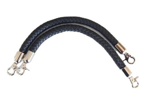Örme Çanta Sapı Kısa Gümüş Metalli Siyah