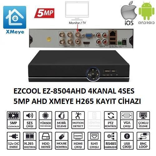 EZ-8504AHD 4 KANAL 5 MP 1HDD XMEYE KAYIT CİHAZI