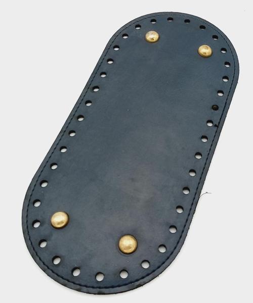 Suni Deri Lacivert Renk 25X12 cm Oval Çanta Tabanı (Light Gold Aparatlı)