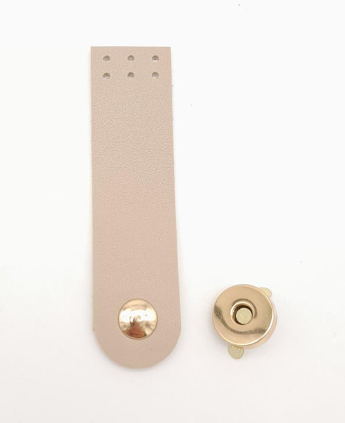Bej Renk Tek Kat Suni Deri Kapak 10.5x2.5 cm Light Gold Metal