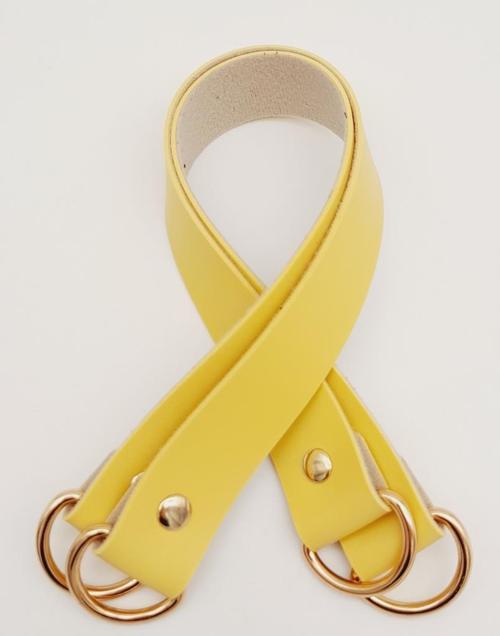 Suni Deri 38x2.5 cm Sarı Renk Çift Çanta Sapı Light Gold Metalli