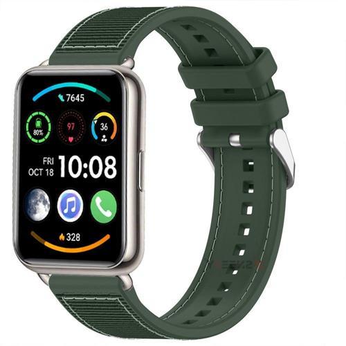Huawei Watch Fit 2 İle Uyumlu Dikiş Desenli Dokuma Silikon Kordon