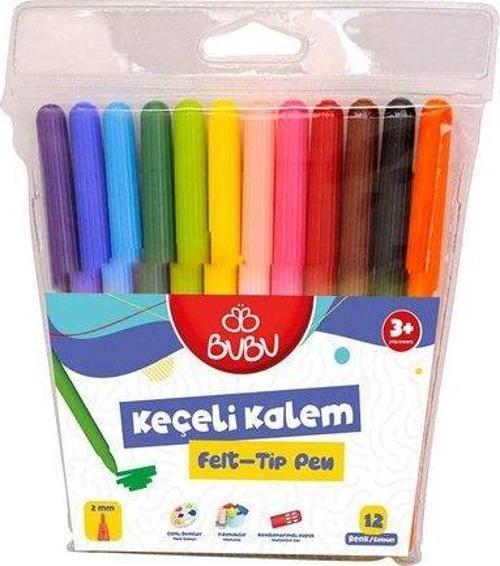 Keçeli Kalem 12 Renk Pvc BUBU KEC001