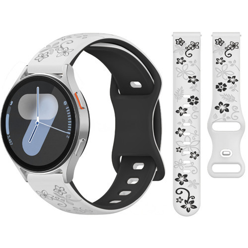 Samsung Galaxy Watch 4 5 Serisi ile Uyumlu FloraFlex Çiçek Desenli Silikon Kordon