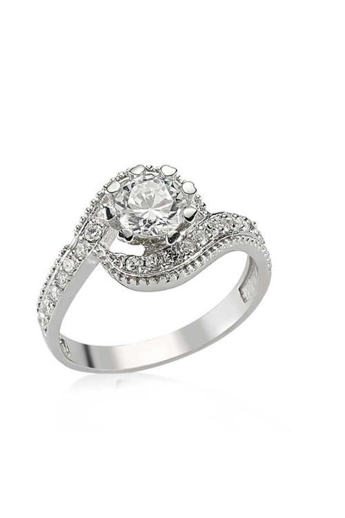 Gümüş Zirkon Tek Taş  Yüzük