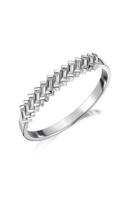 Kadın Gümüş Sıralı Baget Taşlı Yüzük